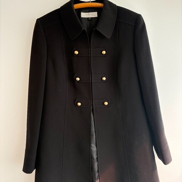 14 | Elegant Black Military-Style Women's Coat by Tahari Arthur S. Levine - Picture 2 of 7